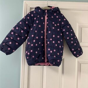 Carter's Navy and Pink Polka Dot Puffer Jacket